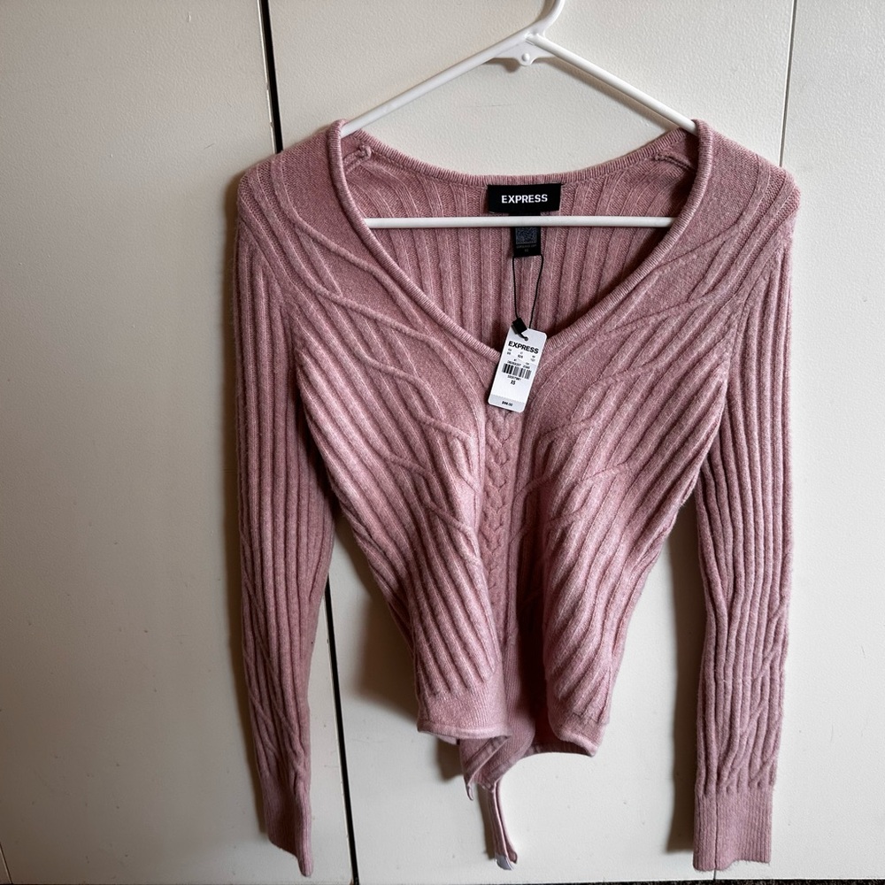 Express Pink Ribbed Sweater Bodysuit XS (brand new w/tags)